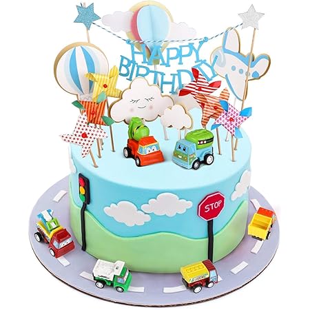 Joyoldelf 19 Pezzi Decorazioni Per Torta Vento Mongolfiere Nuvole Decorazioni Per Feste Engineering Vehicles E Tema Torta Amazon It Casa E Cucina