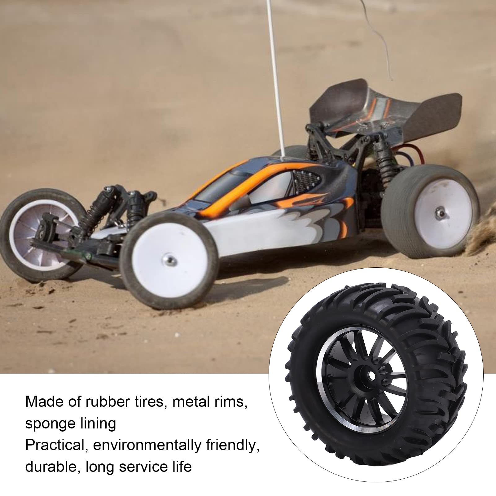82mm RC Gumowe opony z 12 szprychowymi obręczami Wzór V Powierzchnia antypoślizgowa Trwały materiał Odporny na wstrząsy Wydajność dla 144001 1/14 Samochód terenowy Czarny 4szt
