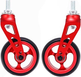 4インチ/100mm車椅子前輪 アルミ合金製フロントフォーク付き スポーツ車椅子前輪キャスター交換部品 レッド