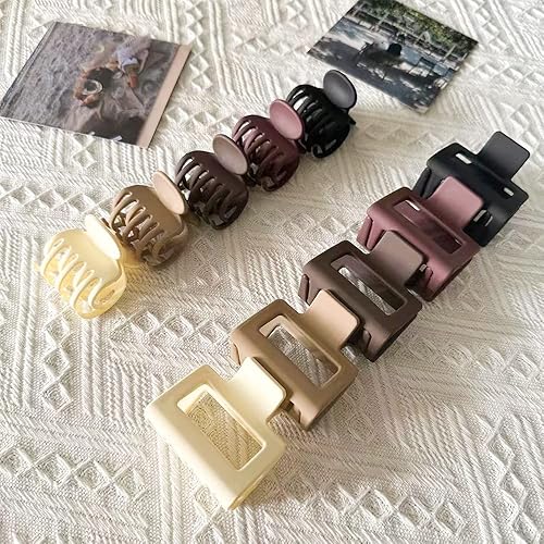 Miniatura 6 de Pinzas para el cabello, juego de 10 pinzas pequeñas para cabello finogrueso, sujeción media, colores neutros mate, dientes cuadrados y dobles,