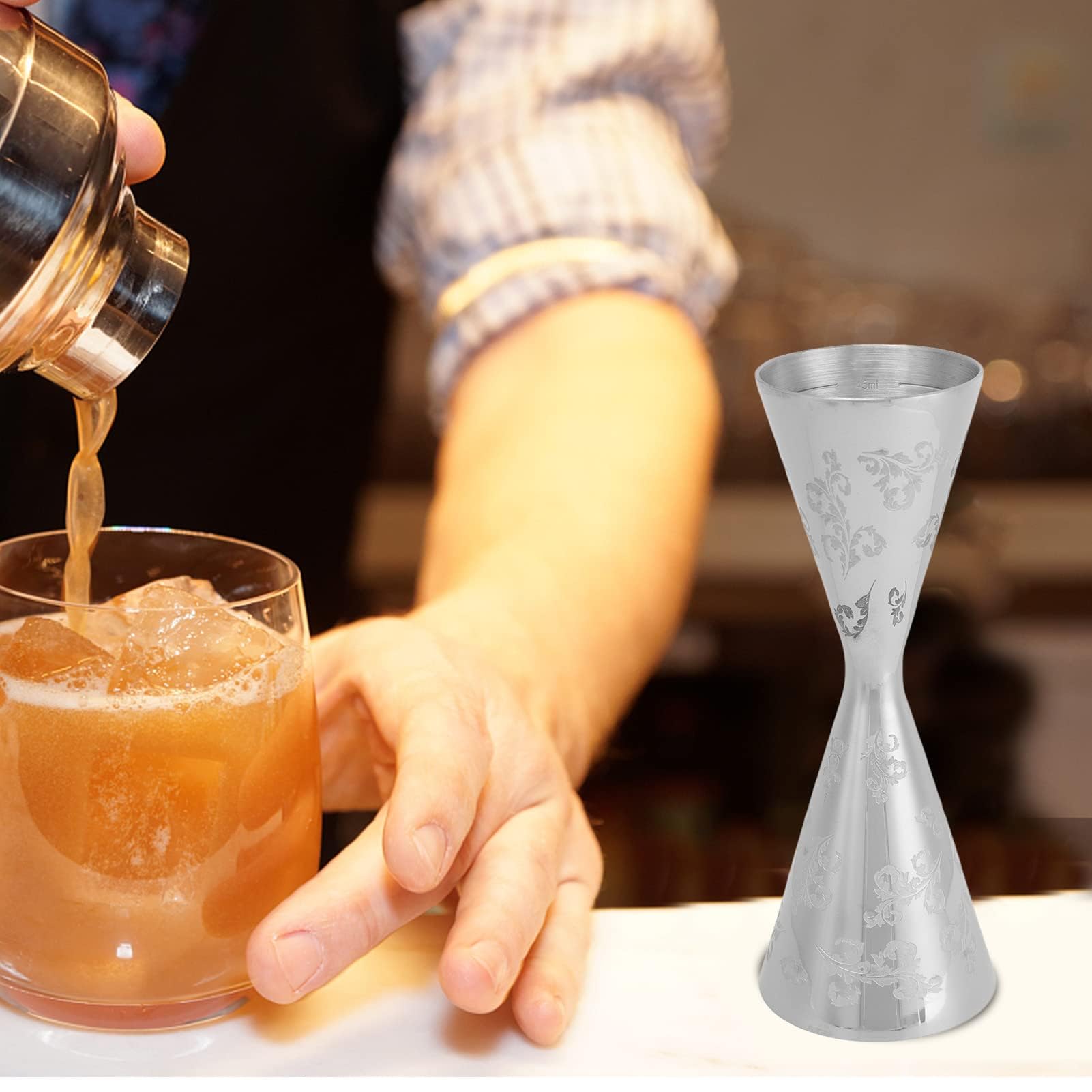 Bicchiere Jigger per bar, Jigger a strisce per bar 60 ml 90 ml