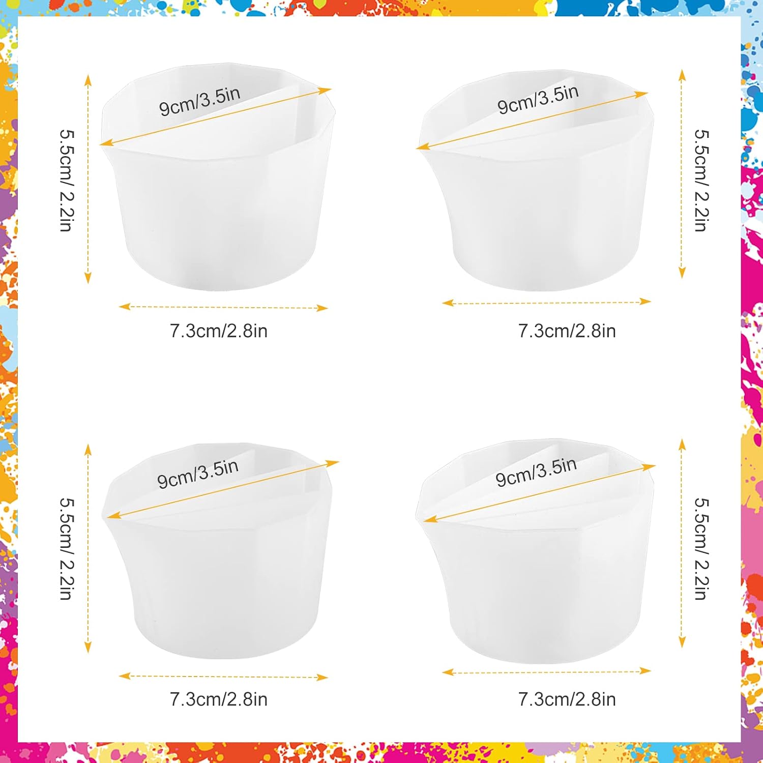 SUSSURRO 4 Pcs Split Cups for Paint Pouring, Silicone Split Cup