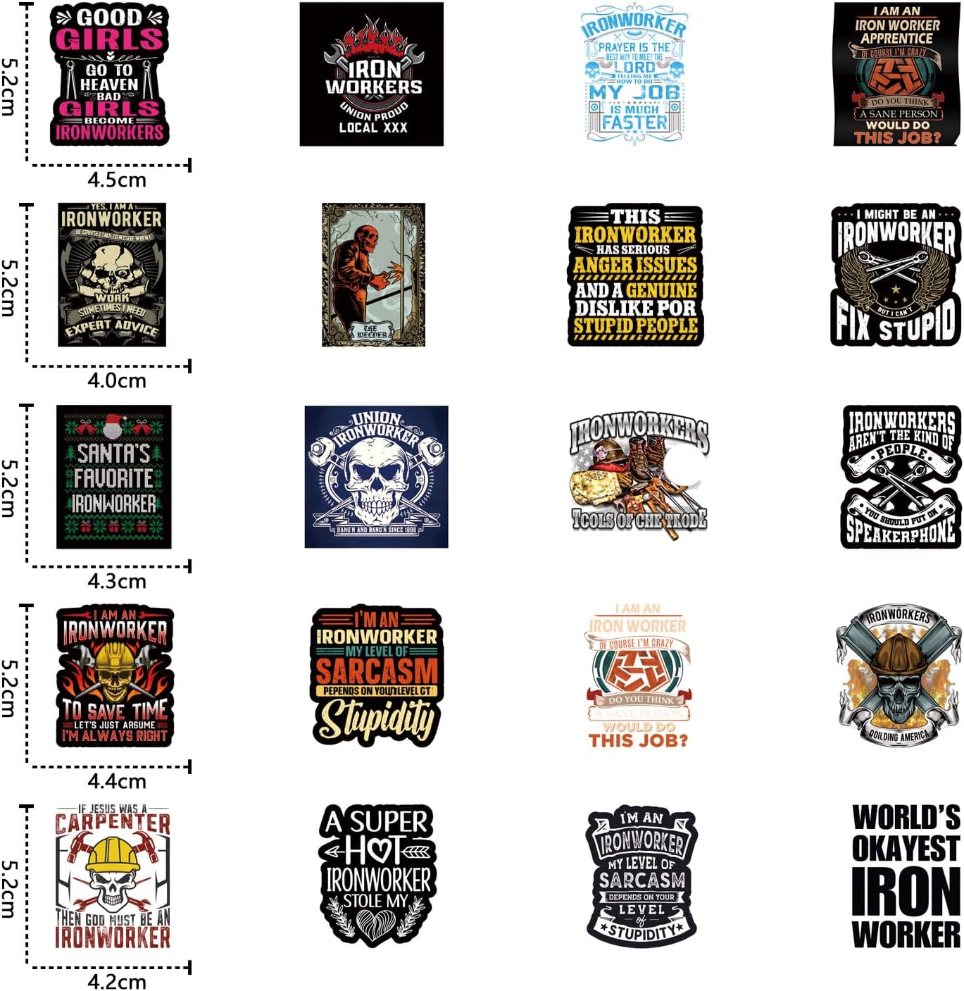 130PCS Ironworker Waterproof Vinyl Stickers for Adults for Hard Hat Water Bottles Laptop Suitcase for Birthday Party Supplies Halloween Decoration Favors image 3