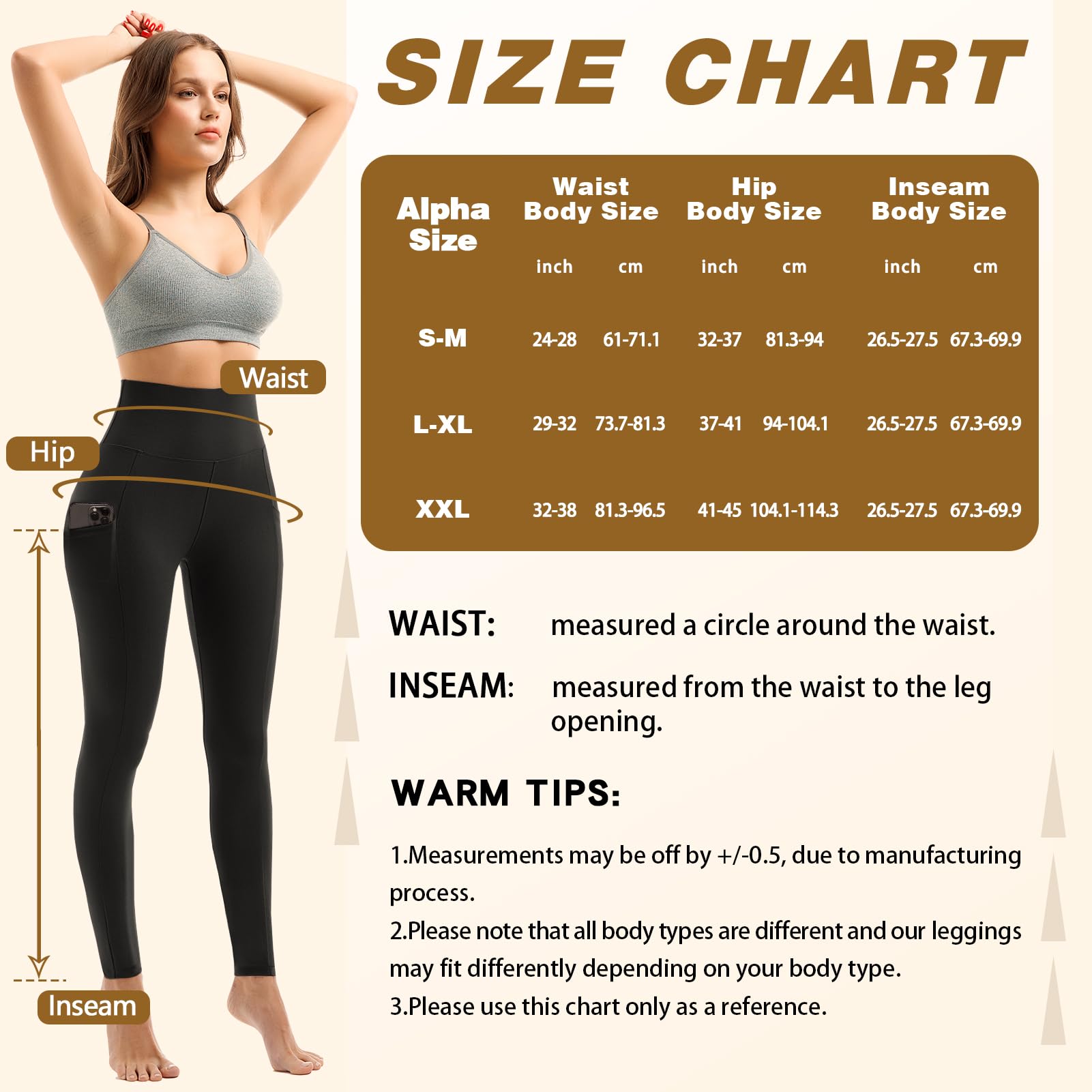 Leggings for Women UK with Pockets, 2 Pack Gym High Waisted Leggings for Workout Running Yoga — view 6