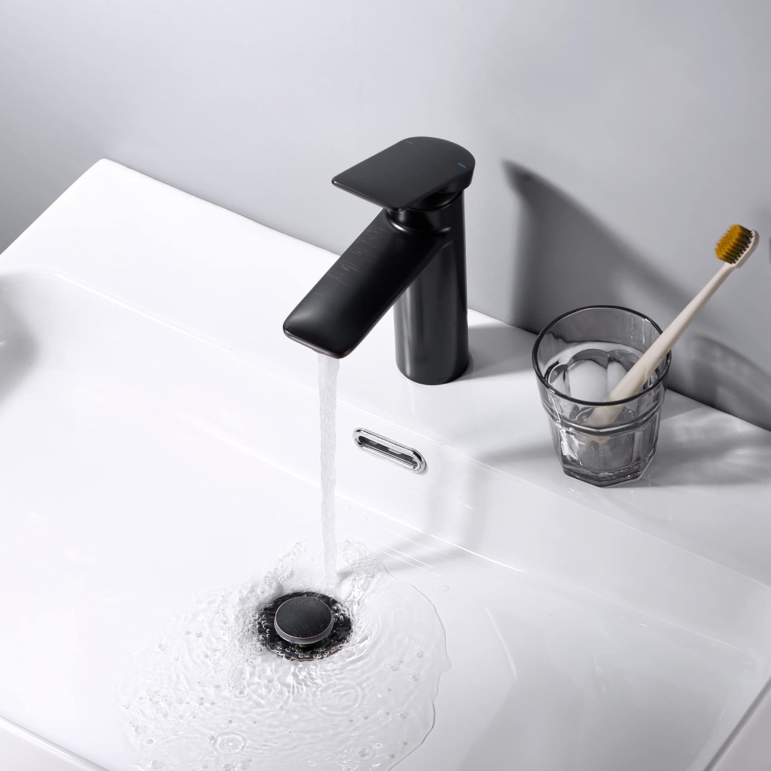 Luxier Brass Bathroom Sink Pop-Up Drain Stopper for Vessel and Vanity Sinks with Overflow in Oil Rubbed Bronze, DS04-TO