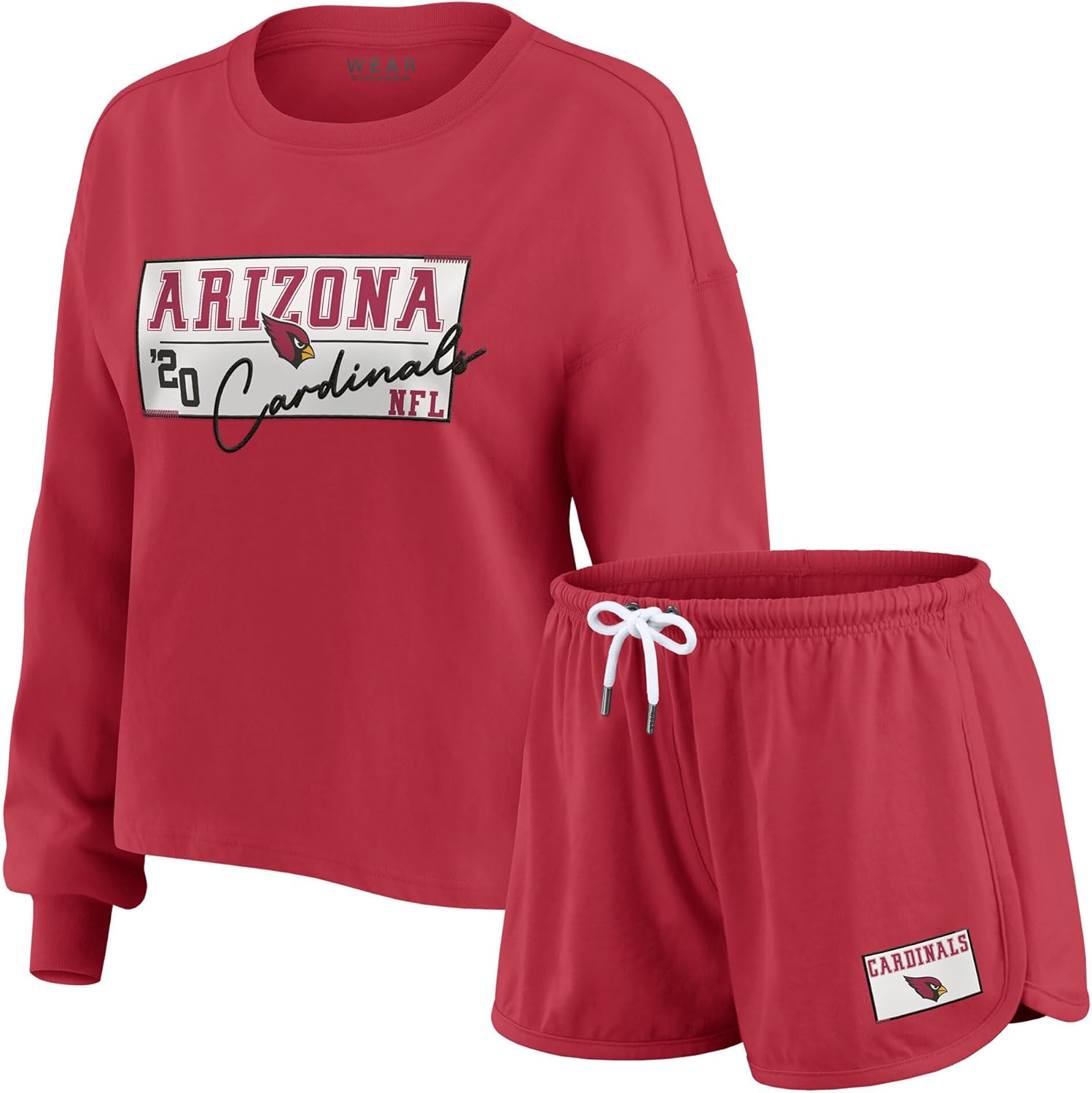 WEAR by Erin Andrews Women's NFL Heavy Rugby Jersey Long Sleeve T-Shirt & Shorts Lounge Set