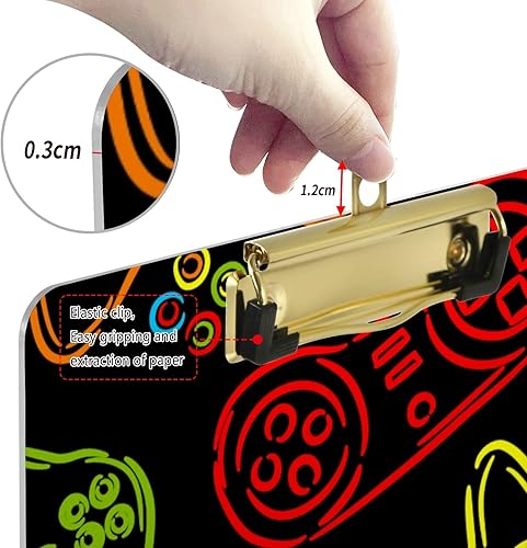 Miniatura 4 de Yasala Portapapeles acrílico Joystick controlador de videojuegos arco iris neón A4 tamaño carta tablero de clip estándar con clip de perfil bajo de