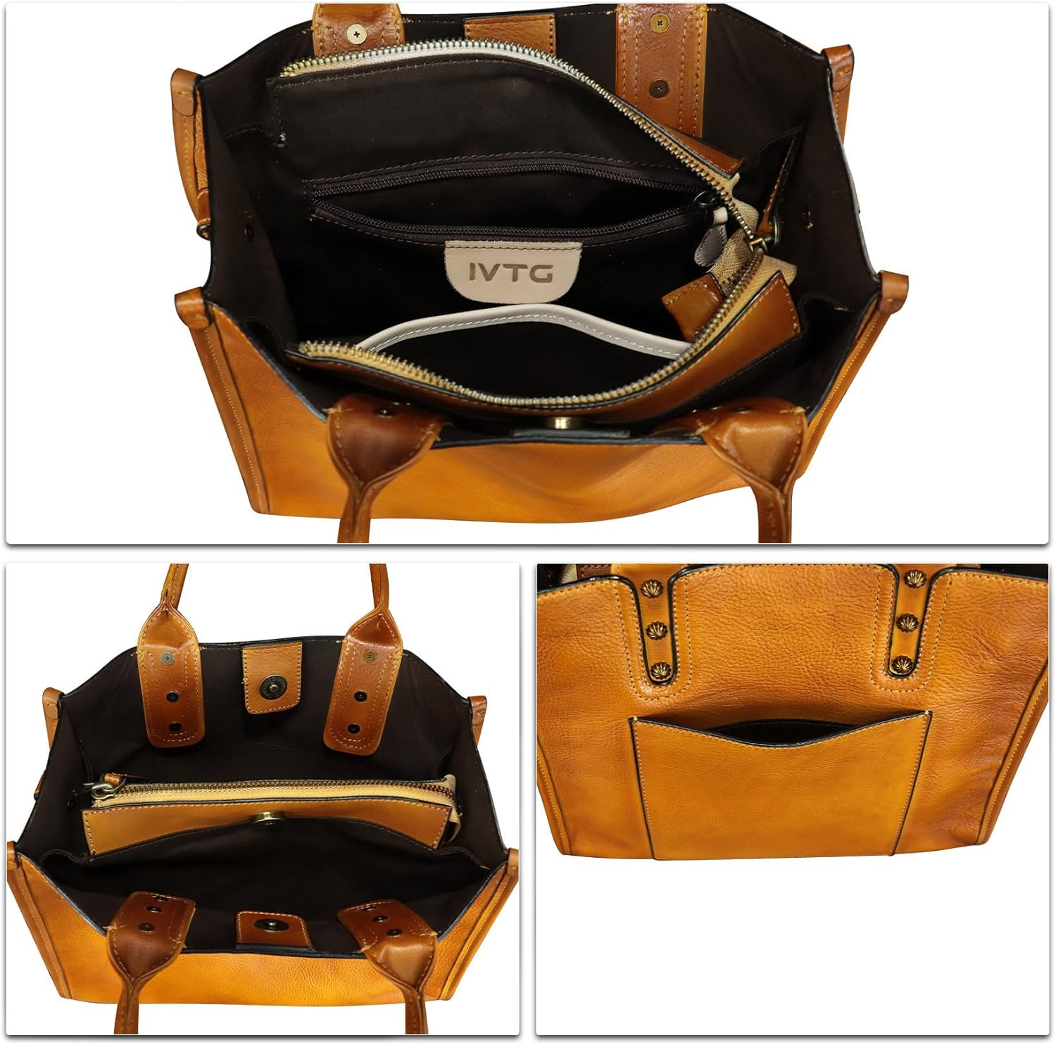 Genuine Leather Purses and Handbags for Women Tote Bag Vintage Crossbody Shoulder Bag Top Handle Bag Satchel - Image 7