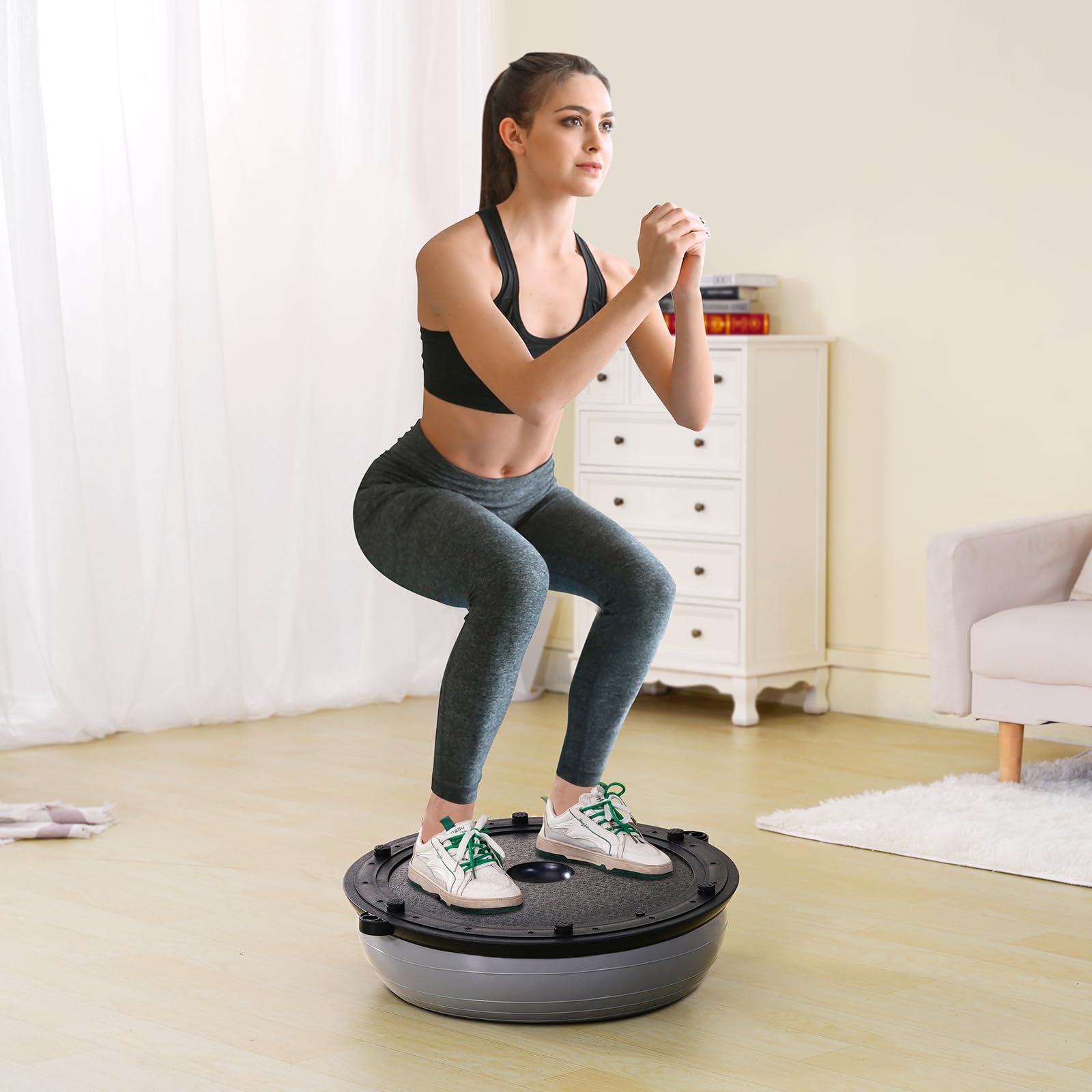 VEVOR Mezza palla da allenamento, per allenamento con palla da 680,4 kg, palla da yoga con fasce di resistenza e pompa a piede, palla fitness per allenamento a casa e palestra per tutto il corpo