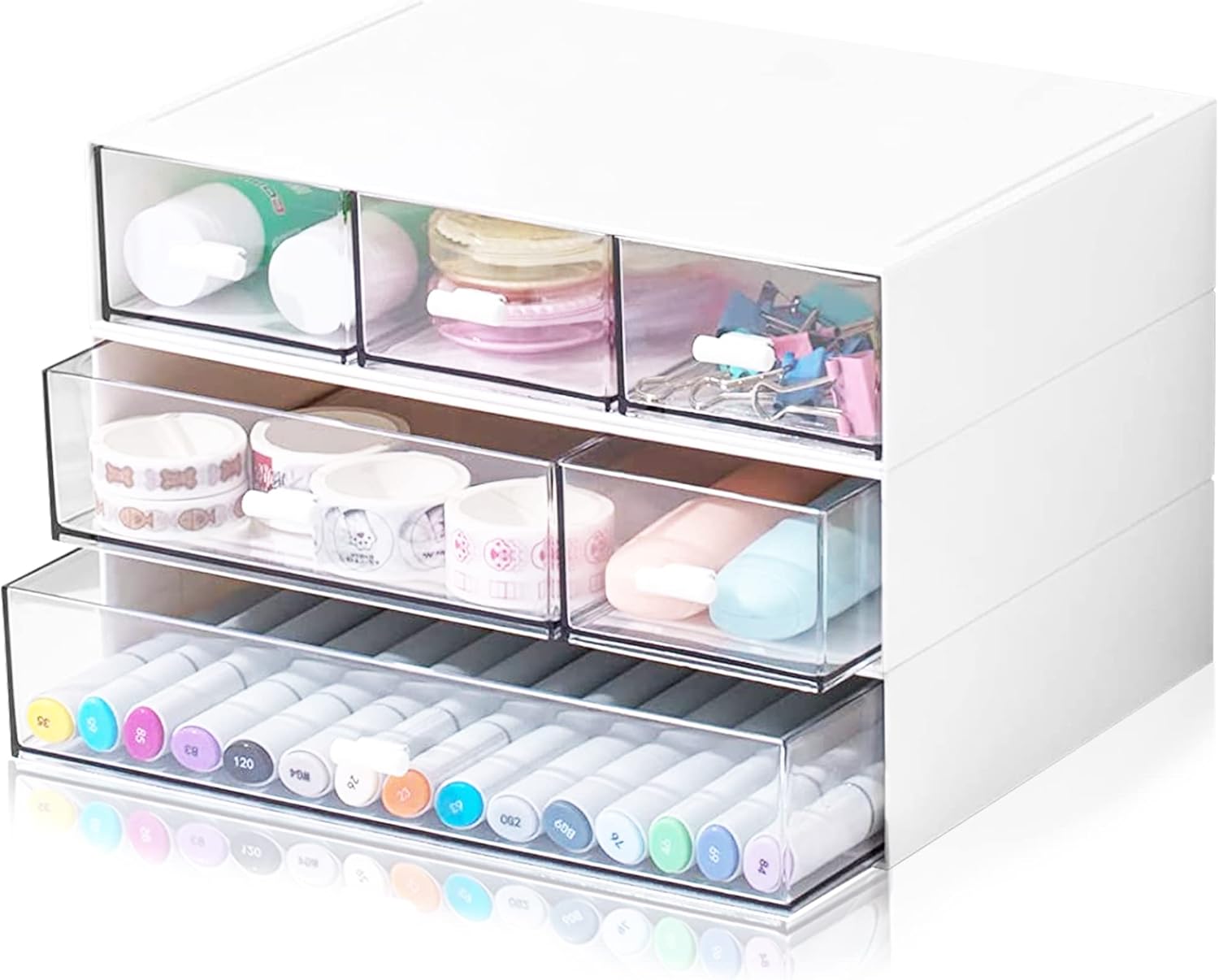 Lighterday Desktop Drawers,Plastic Storage Drawers Stackable Storage