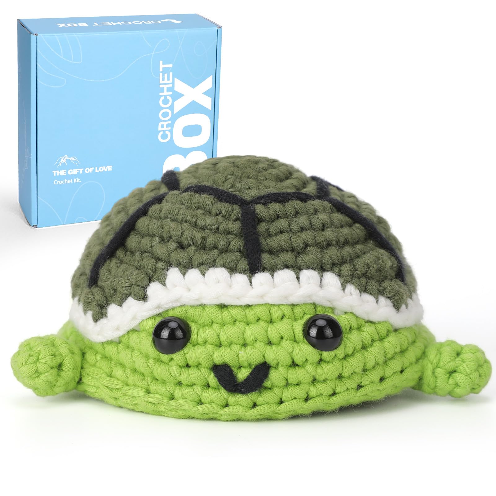 CrochetBox Turtle Crochet Kit for Beginners, Easy Craft for Adults