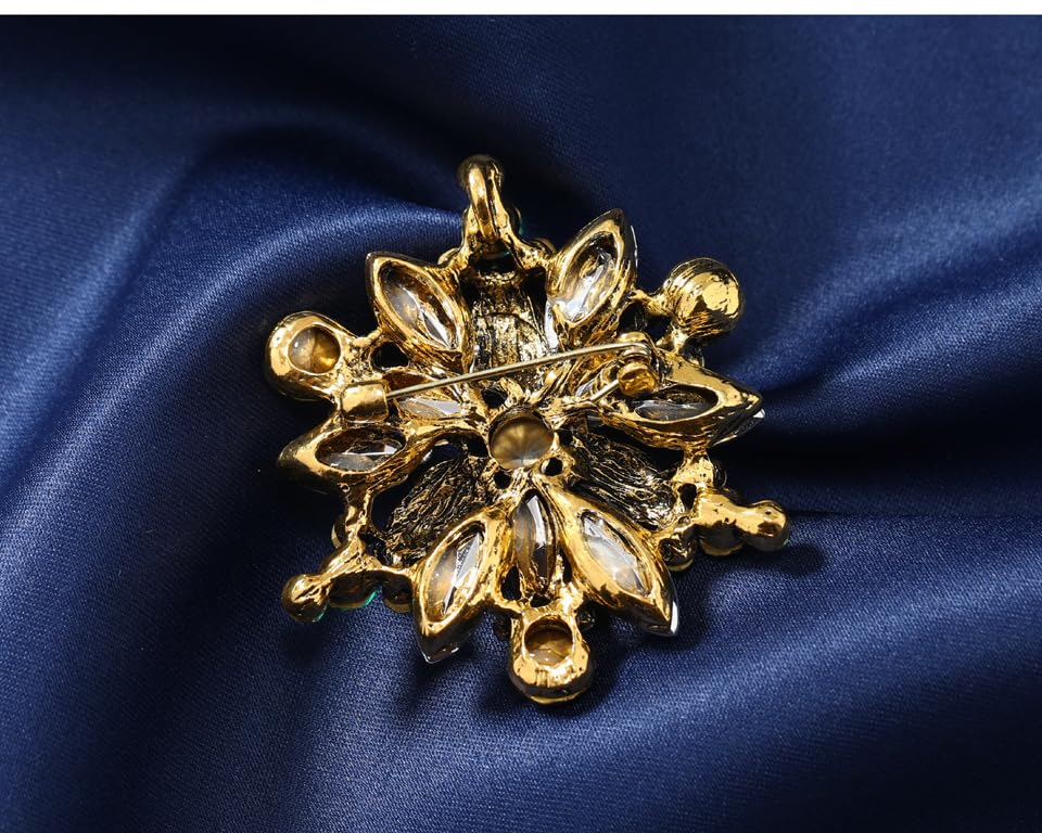 Image of Vintage Crystal Rhinestone Flower Shape Brooch Pin Statement Jewelry Gift Accessories for Women