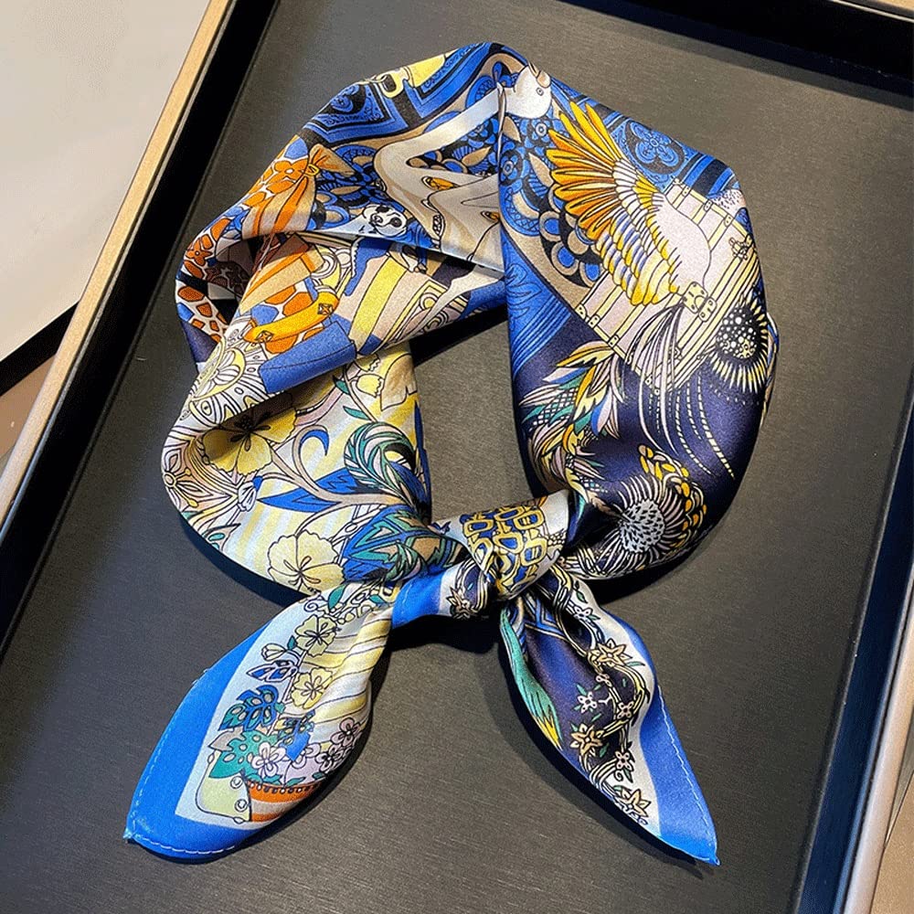 Bufandas de Cuello Cuadrado pequeño de Seda de Morera for Mujer, pañuelo Ligero for la Cabeza, pañuelo Estampado, Regalo de 27"
