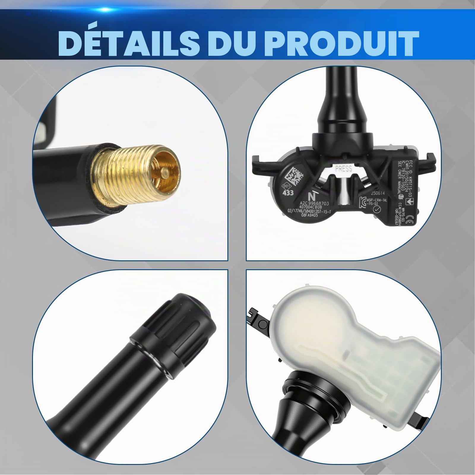 Capteur de Pression des Pneus Compatible avec Renault Espace V, Kadjar, Megane IV/Grandtour, Scenic IV, Talisman/Grandtour RDKS TPMS Compatible avec Micra V Qashqai II X-Trail 407004CB0A 407004CB0B