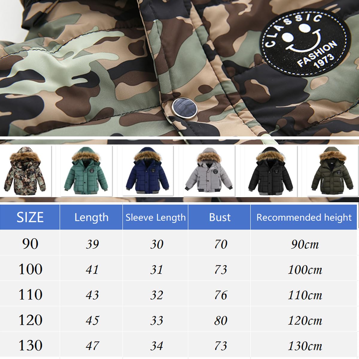 linboo Doudoune Garçon Manteau Hiver Blouson à Capuche Fourrure Chaud Veste Doublure Polaire
