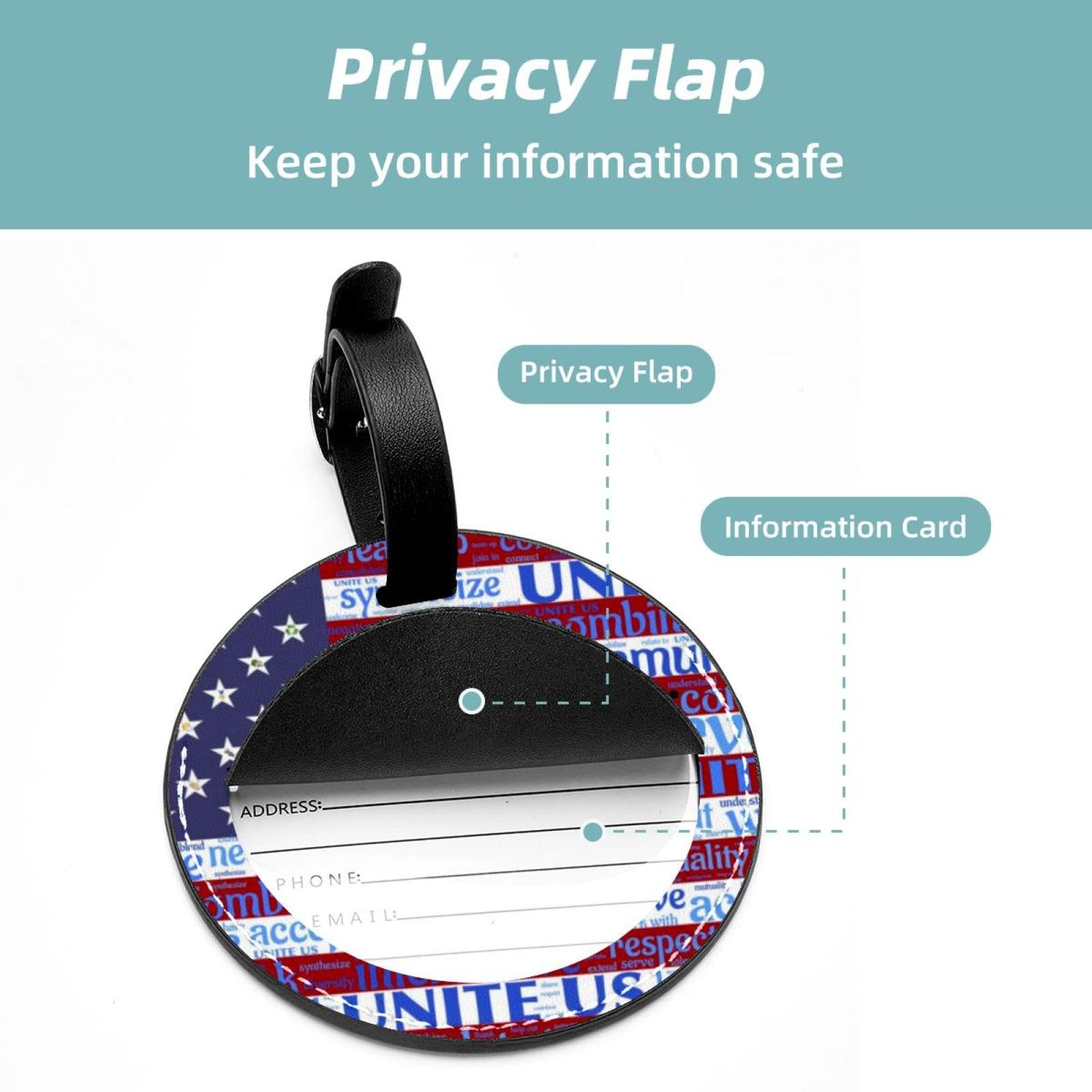 Gepäckanhänger Mit Amerikanischer Flagge & Sichtschutzklappe – Aus PU-Leder, Wasserdichtes PVC-Fenster – Für Koffer, Rucksäcke
