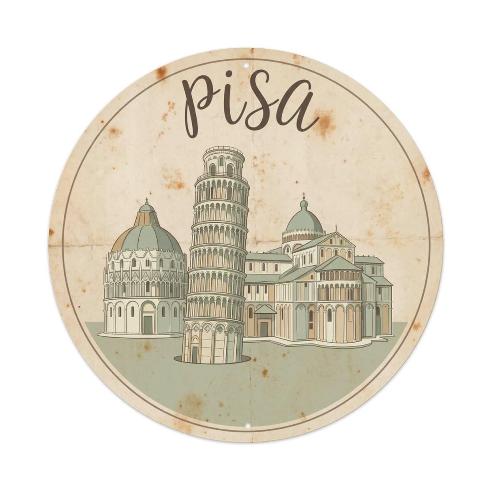 Vintage Travel Pisa Baptistery Cathedral Metal Tin Sign Plaque