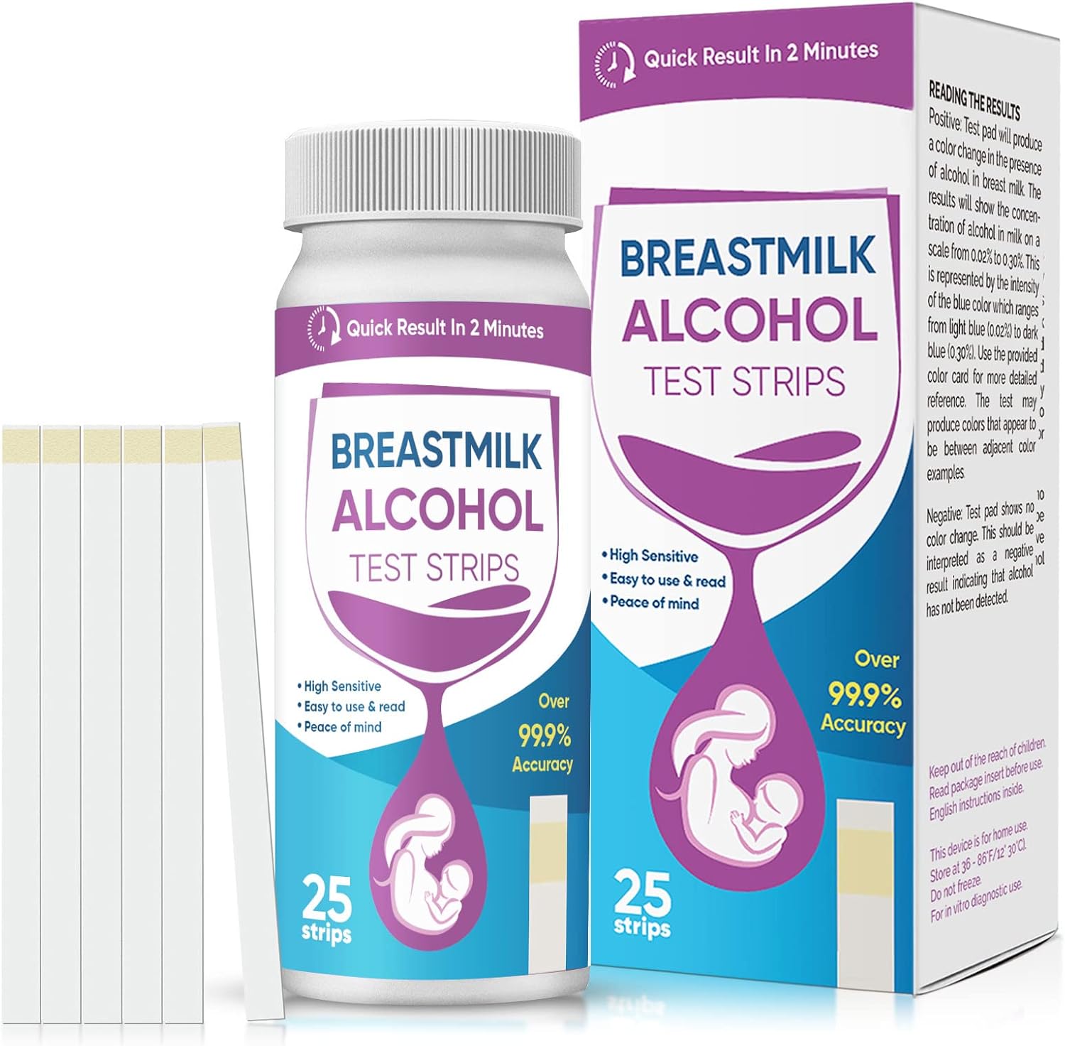 Breastmilk Alcohol Test Strips, 25Pcs Quick and Precise