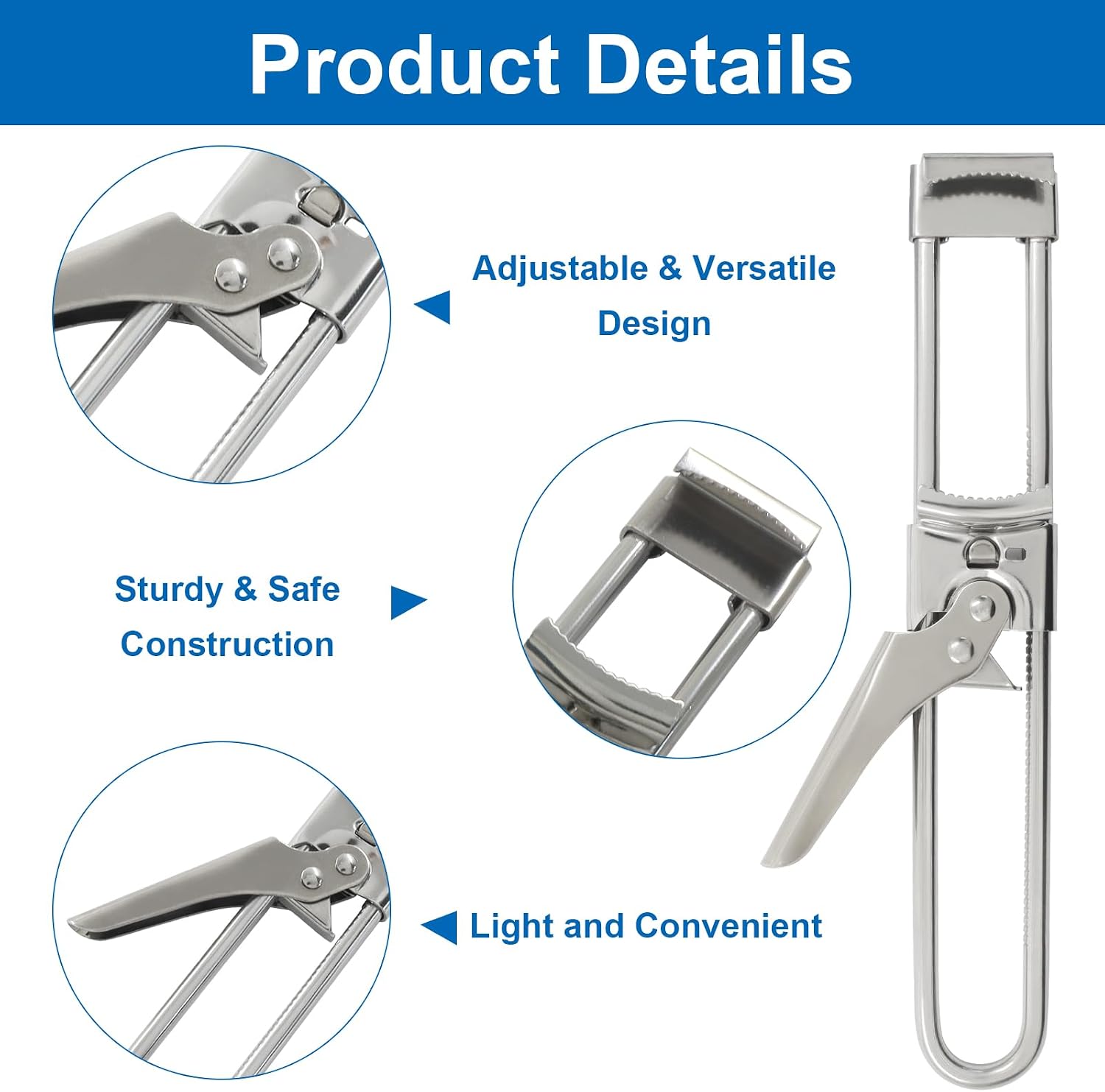 2 Pack Adjustable Stainless Steel Jar Opener, Jar Opener for Weak Hands with 2 Pcs Keychain Bottle Cap Opener,Jar Gripper Tight Lid Opener Manual for Weak Hands,Seniors,Arthritis