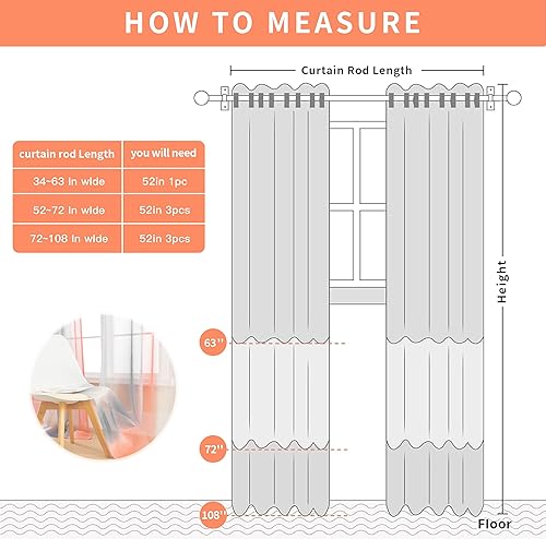 Vista 41 de XiDi Ombre Sheer Curtain Panel Set,Pink Green and Purple Semi Transparent Voile Drapes Short Sheer Curtains for Girls Bedroom Decor,2 Packs 52inch