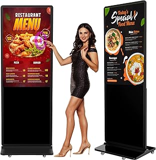 43-inch Indoor Floor Standing Digital Signage Display, 2K Touchscreen FHD LCD Screen Android OS Kiosk Stand with 2 Speakers, Auto Media Display Advertising Player Supports Remote Control