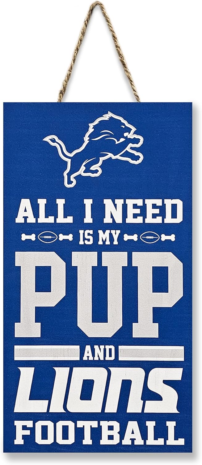 NFL Green Bay Packers Property Sign "ALL I NEED IS MY PUP AND FOOTBALL" Yard Sign. Sporty Fence Sign. NFL Football Fan Yard Decor Waterproof Wooden Wall Sign Indoor & Outdoor with Team Logo!