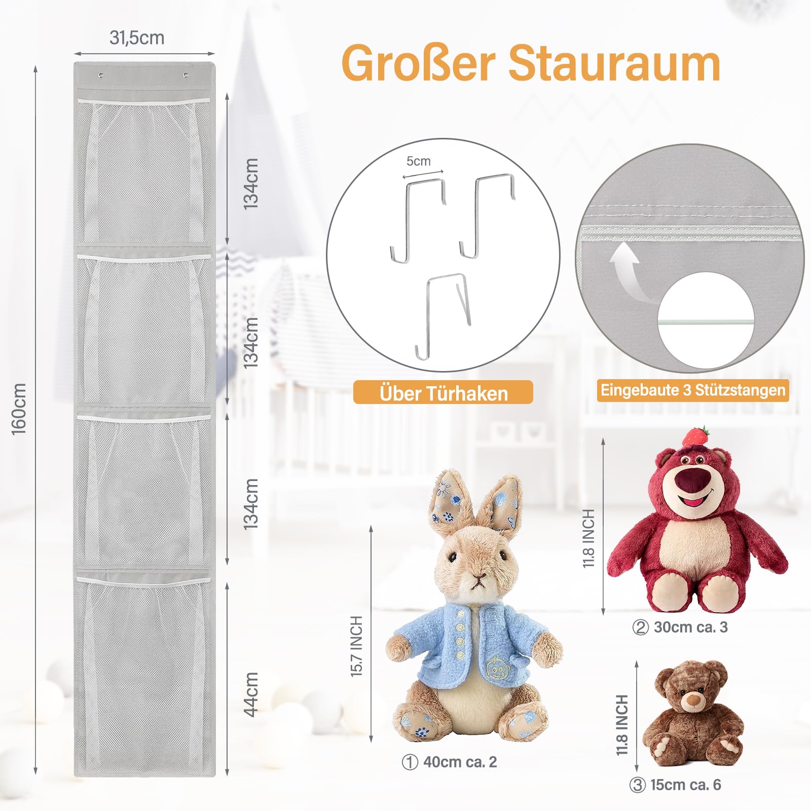 Woodoulogy Animal Storage Over Door, Hanging Toy Organizer - Image 3