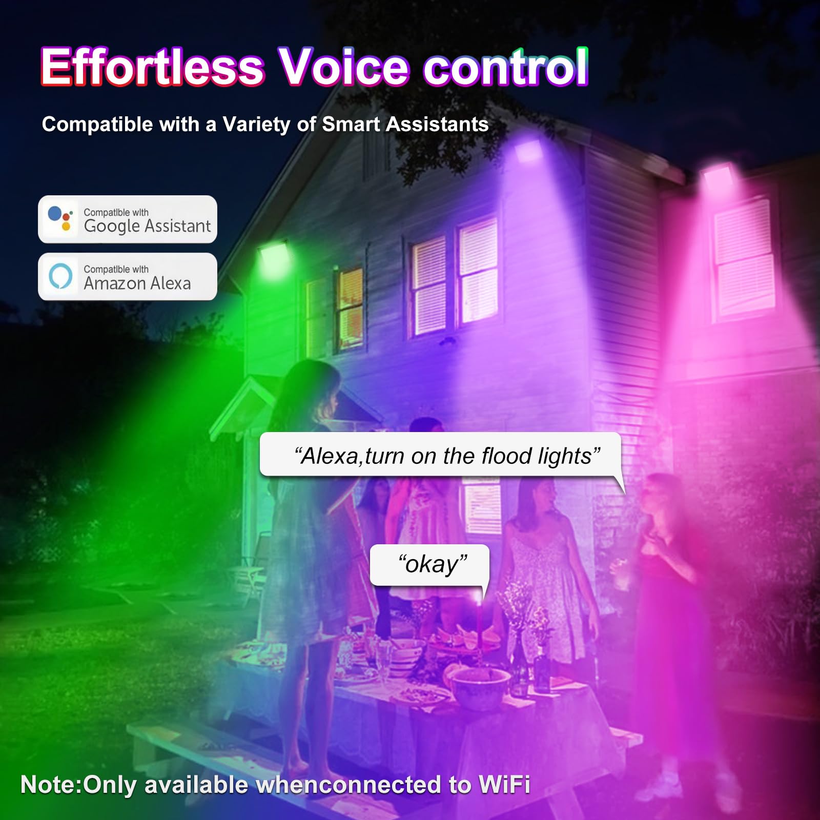 Focos Led RGB Exterior,100W Foco Proyector LED Exterior Regulable con Control APP,Sinc Musical,Impermeable Lámpara RGBCW Foco Interior Inteligente Para Fiesta,Jardin,Navidad,Paisaje Deco-6pcs