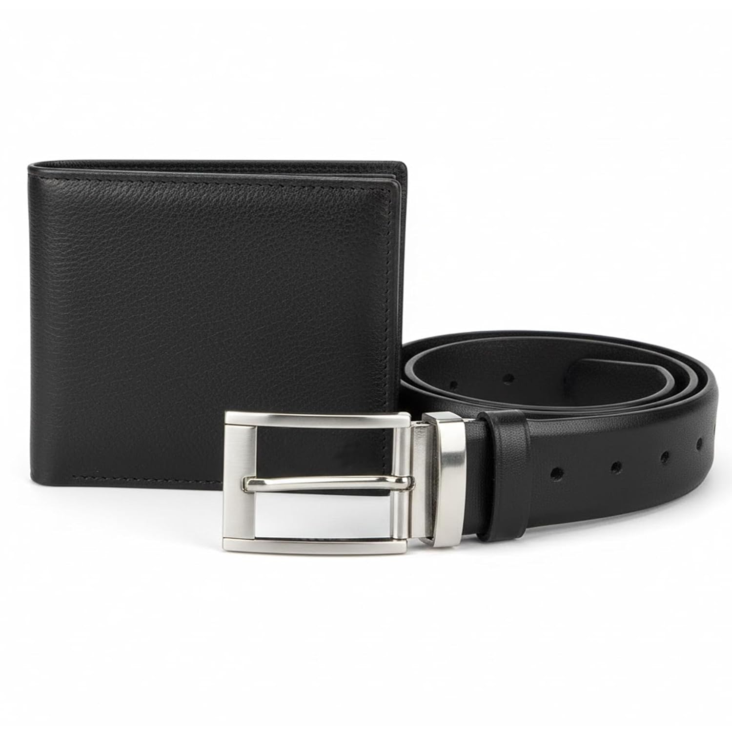 Morons Premium Leather Wallet & Belt Gift Set for Men – Stylish Bi-Fold Wallet & Formal Belt with Metallic Buckle – Ideal Anniversary, Birthday, Diwali Gift, Secret Santa Gift – 2pcs