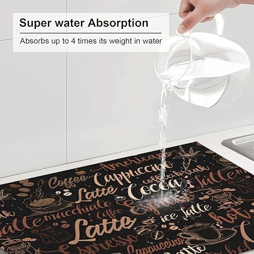 Miniatura 4 de Tapete de secado de platos de café para encimera de cocina, máquina de café absorbente, almohadilla de microfibra absorbente, tapete de drenaje de