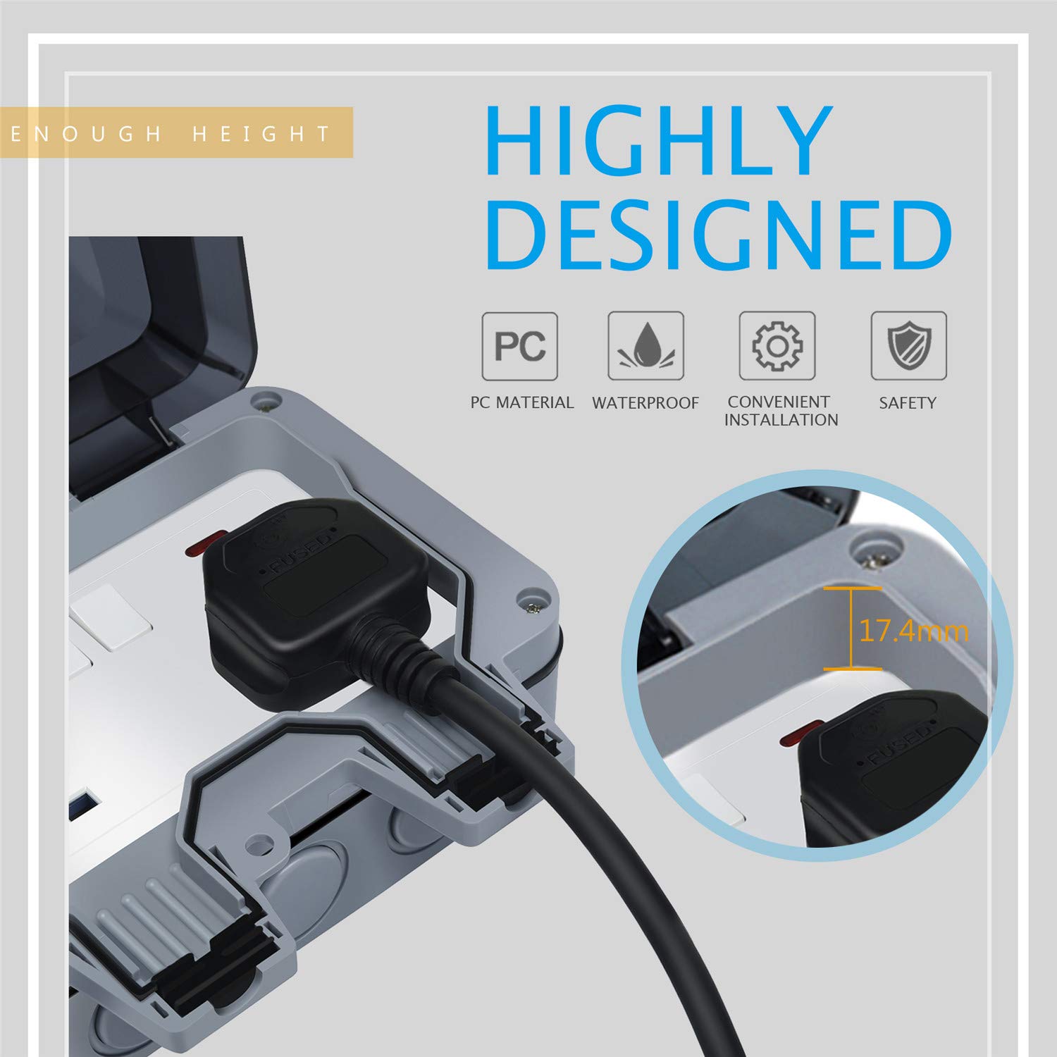 Buy TIMLand Outdoor Waterproof Double Socket Wall Electrical Outlets