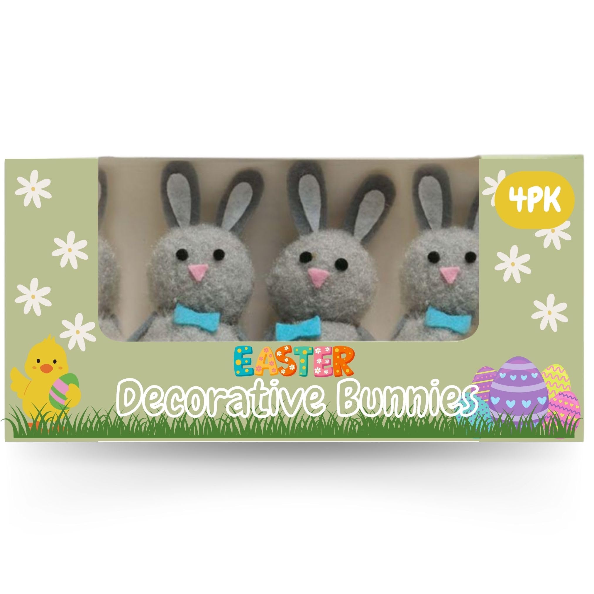 AKH® Easter Decorative Bunnies | Pack of 4 | 6CM | Easter Bonnet Accessories Craft Decorations