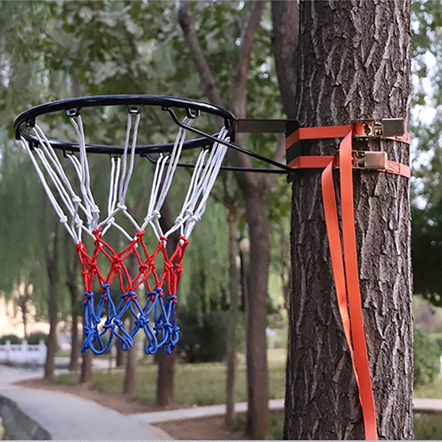 Basketball Hoop, Telephone Pole Basketball Hoop Rim Wall-Mounted, Durable Stable Metal Basketball Goal (35cm Rim)