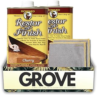 Howard Restor-A-Finish Semi-Transparent Cherry & Golden Oak Oil-Based Wood Restorer 1 pt Each Bundle with Microfiber Cloth – Revives Cabinets and Wood Surfaces Without Stripping – Gift Set (3 Items)