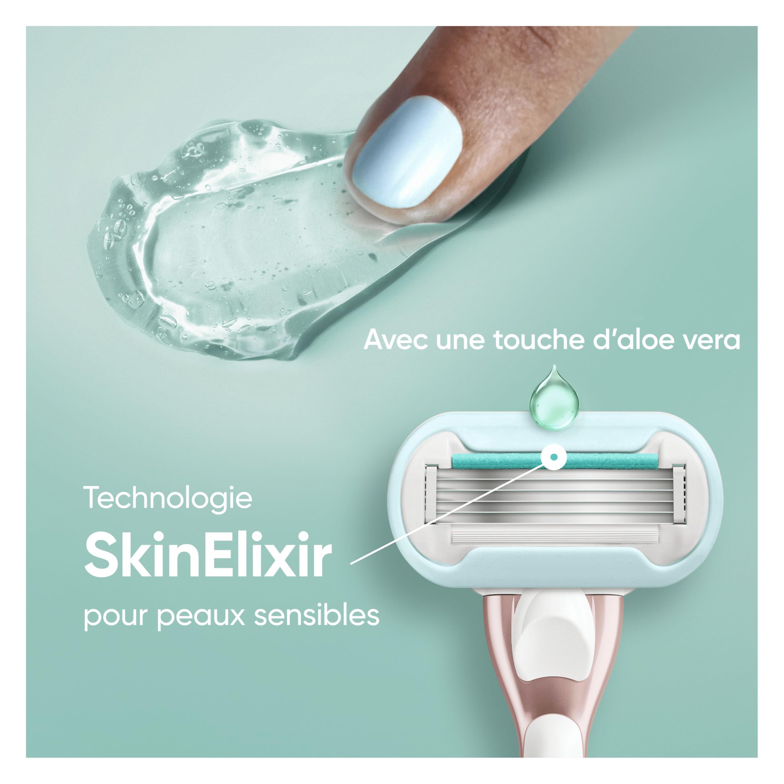 Gillette Venus Lames de Rasoir Femme, 10 Rechanges Pro Smooth Sensitive | Cartouche avec une Bande Lubrifiante, Technologie SkinElixir Conçue pour la Peau Sensible, 1 Recharge Jusqu’à 30 Jours