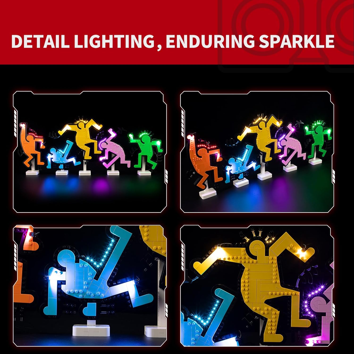 BRIKSMAX 2.0 Light Kit for Lego Keith Haring Dancing Figures -Innovative Led Lighting Compatible with Lego Art 31216 - Not Included Lego Set