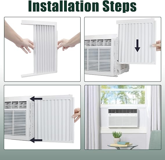 Flehomo Window Side Panel with Frame Adjustable Insulated AC Side Panel for 5000BTU Window AC Unit with Frame