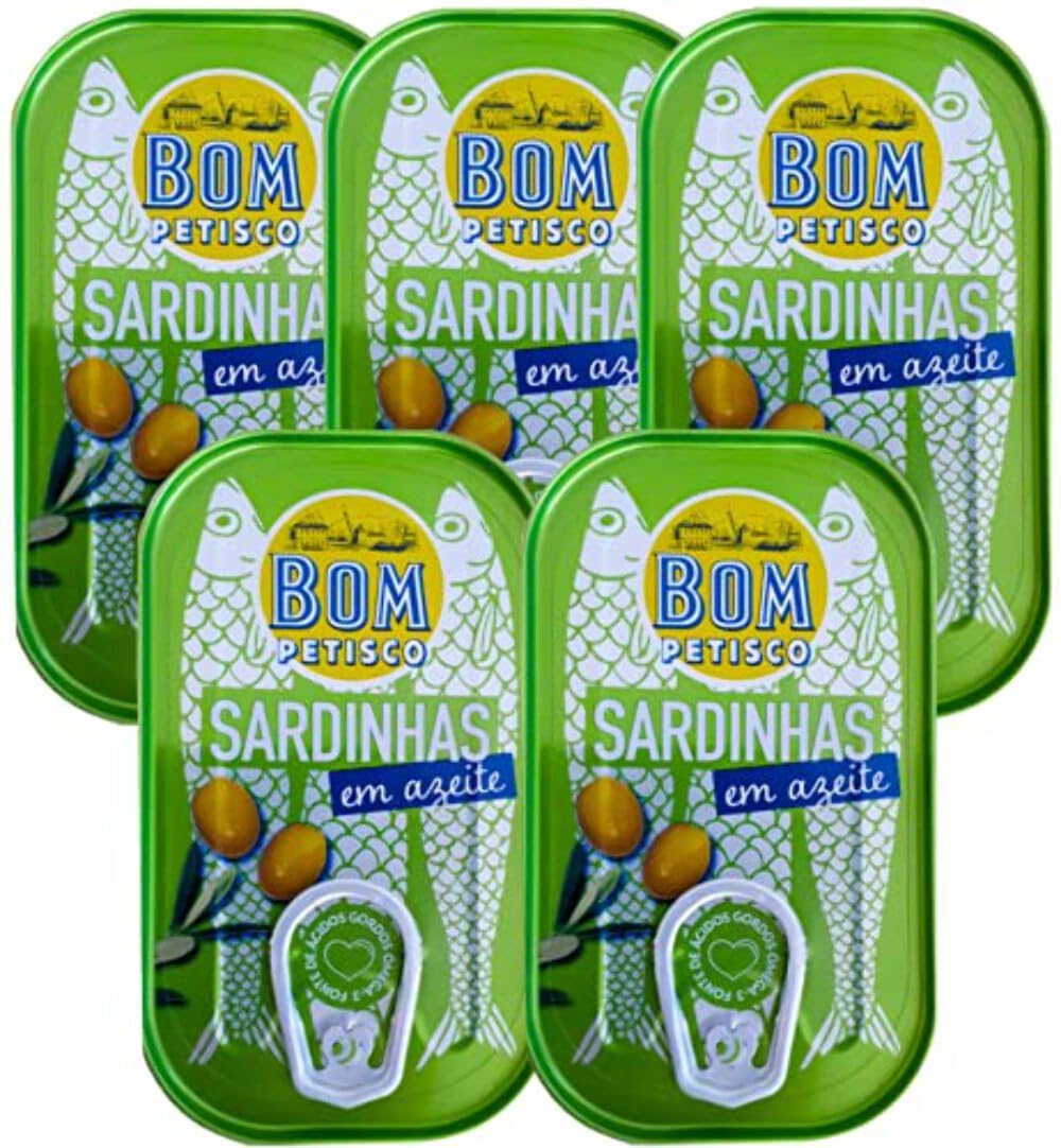 Bon Appetit5 x 120 g x Bom Petisco Sardines in olive Oil - Premium quality from Portugal - rich in Omega-3 / Portugal