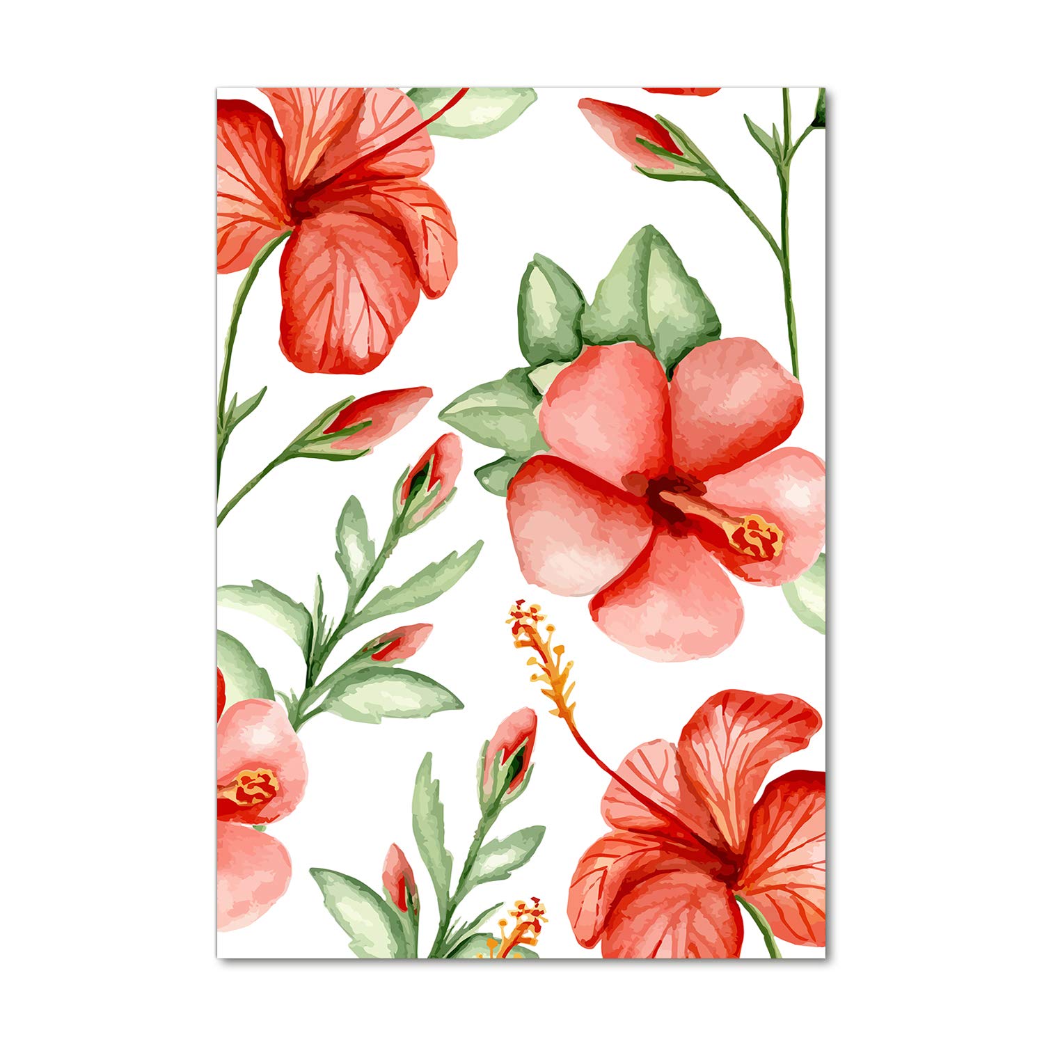 Tableau déco fleurs tropicales rouge 70x100 cm pour illuminer un mur sombre