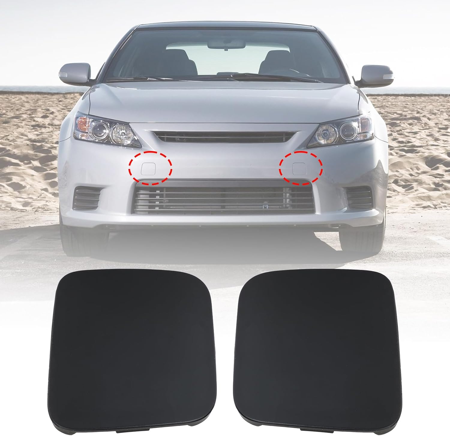 JDMON Front Bumper Hole Cover Compatible with Toyota Scion TC 2.5L L4 2011 2012 2013 Replace 52127-21902 52128-21901 Car Bumper Hook Cover Left & Right (2PCS)