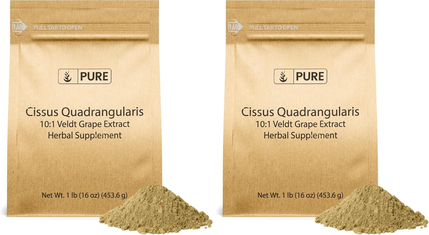 PURE ORIGINAL INGREDIENTS Cissus Quadrangularis (1lb) Traditional Herbal Supplement, Veldt Grape, Non-GMO, Lab-Verified (Pack of 2)