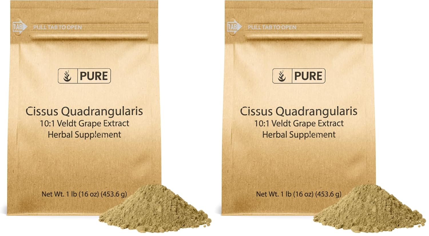 PURE ORIGINAL INGREDIENTS Cissus Quadrangularis (1lb) Traditional Herbal Supplement, Veldt Grape, Non-GMO, Lab-Verified (Pack of 2)