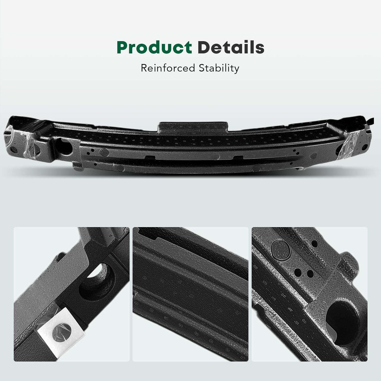 YHTAUTO Front Side Bumper Absorber Compatible with Nissan Versa 2007-2012, Black Bumper Face Bar Impact Energy Absorber
