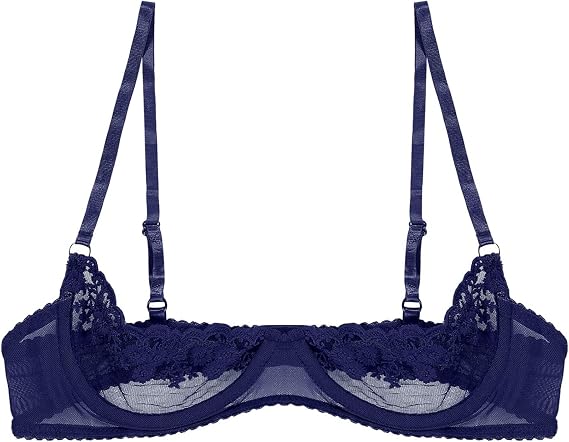 Women's Floral Lace Lingerie Bras 1/4 Cups Push Up Shelf Demi Balconette Bralette Crop Tops