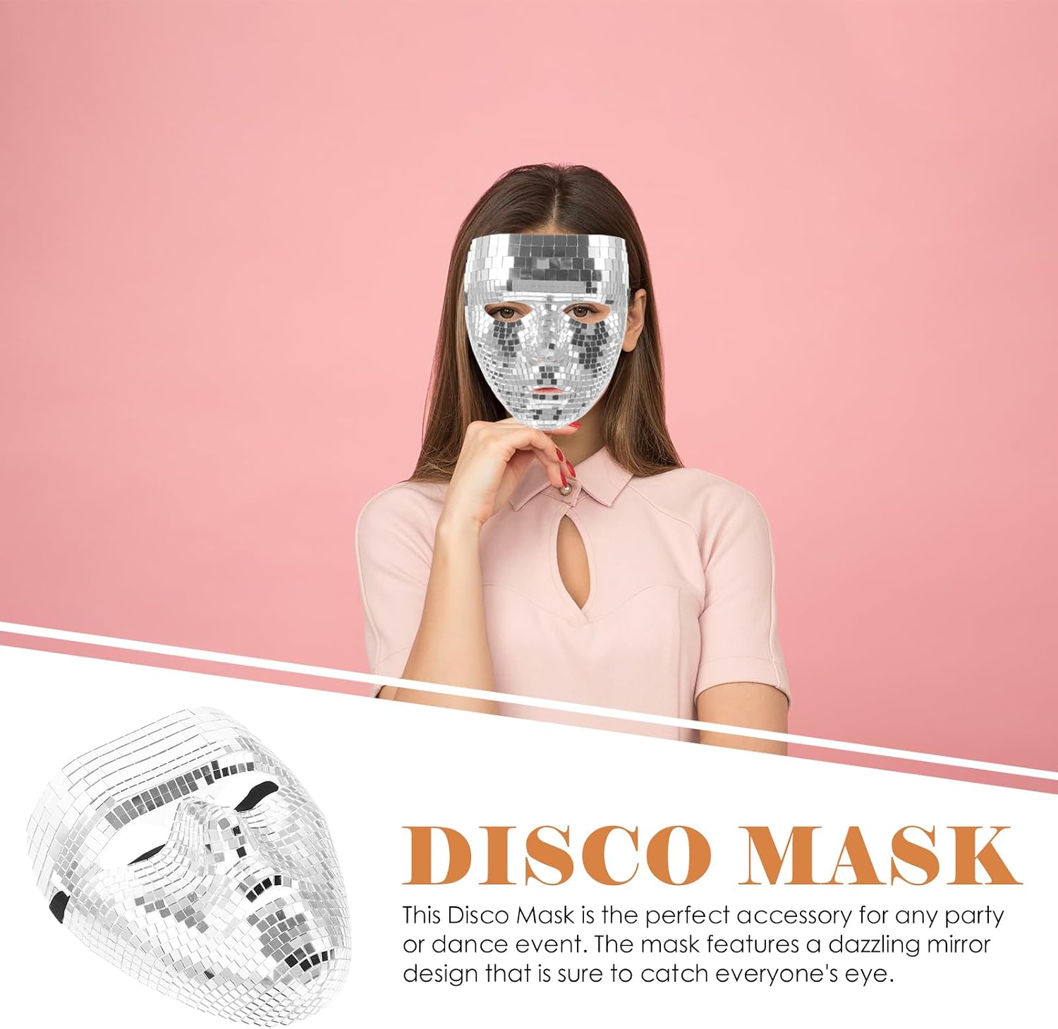BESTOYARD Disco Ball Glitter Face Mask, Adults Glitter Music Mask Cool Anonymous Masks Halloween Masquerade Face Covering for Christmas 2024 New Year Eve DJ Stage Bar Party Supplies