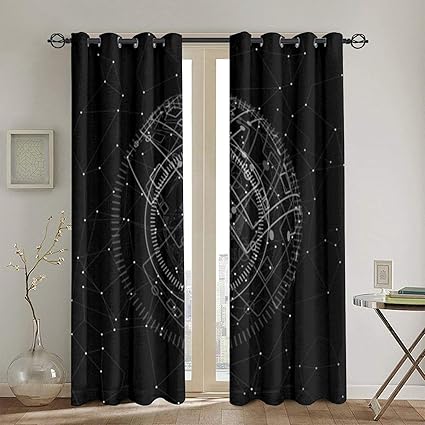Amazon 遮光遮熱カーテン 黒と白の未来的なユーザーインターフェイス抽象的な多角形空間低ポリ暗い背景と詐欺 寝室 カーテンセット カーテン おしゃれ 断熱 防音 カーテン ある生地 リビングルーム 2枚組 130 X 210cm カーテン オンライン通販