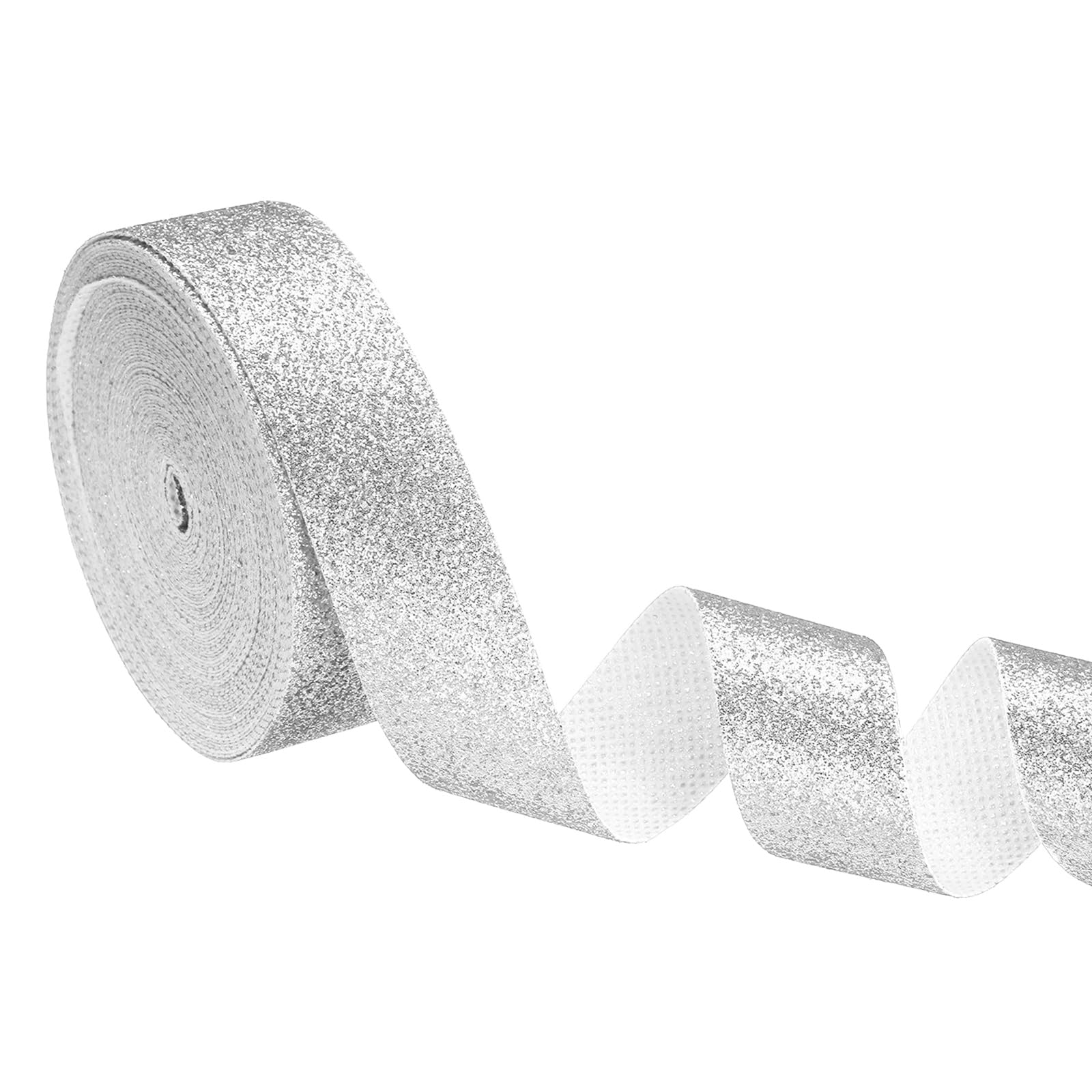 PATIKIL 1 Inch x 10 Yards Sparkly Gift Wrapping Ribbon, Colorful Ribbon for DIY Crafts Gift Wrapping Holiday Wedding Birthday Party Home Decoration, Silver
