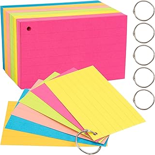 Index Cards, Flash Cards, 300 Pcs Flashcards with 6 Rings, 3 x 5 Inch Note Cue Cards for Studying Home School Office