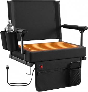 Sekey Stadium Seats with Back Support, Extra Wide & Thick Cushion | Bleacher Chairs with Cup Holders, Storage Pockets, Plus-size Friendly, for Outdoor Sport Events, Support Up to 450lbs