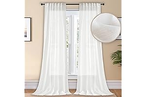 Loyalady White Linen Curtains 96 inches Long
